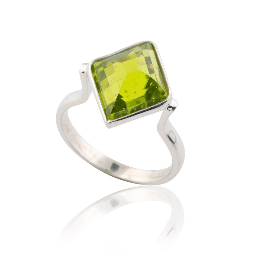 Sculptural Silver Peridot Ring