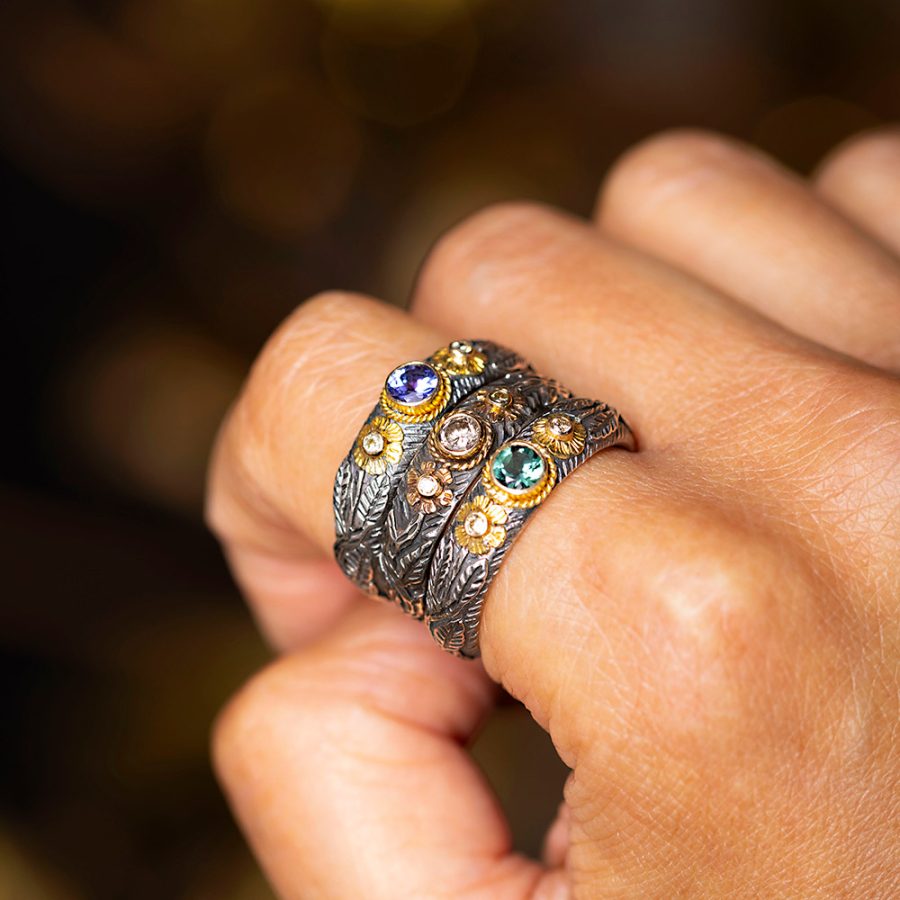 Simple Diamond 18kt Gold & Silver Band