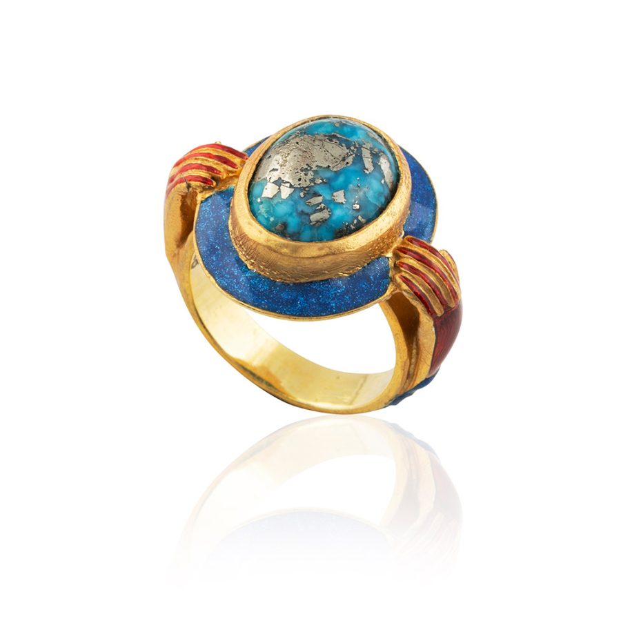 The Kind Hands Turquoise Enamel Ring
