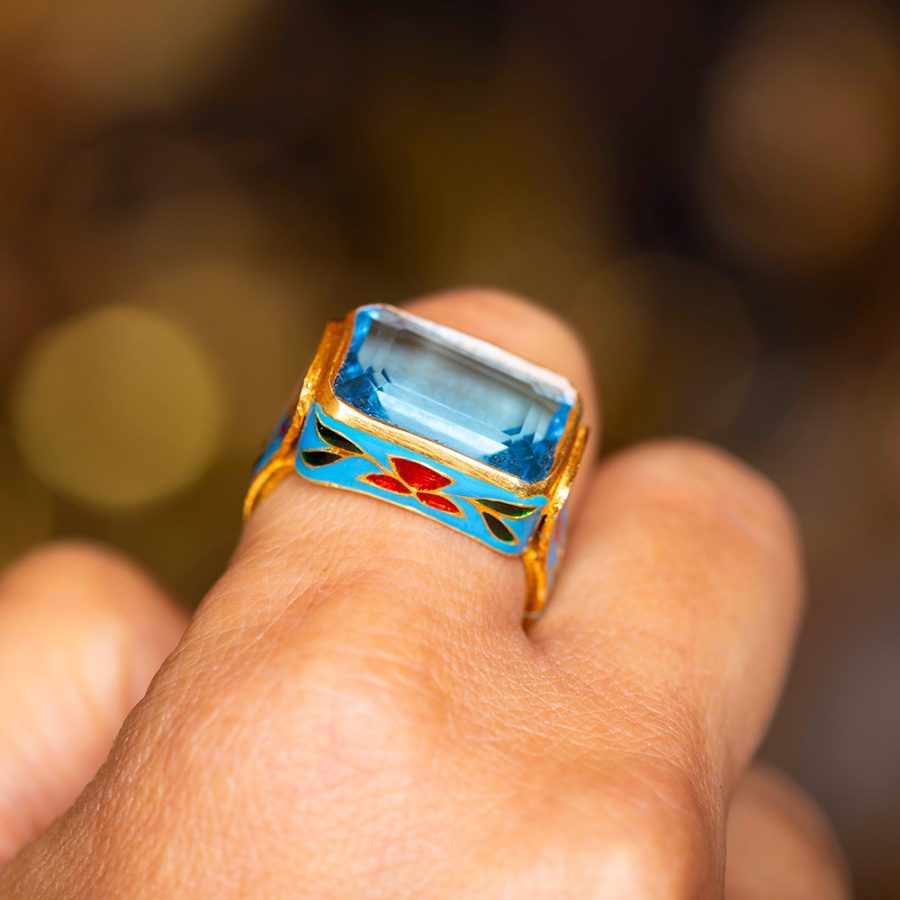 Topaz Enamel Ring