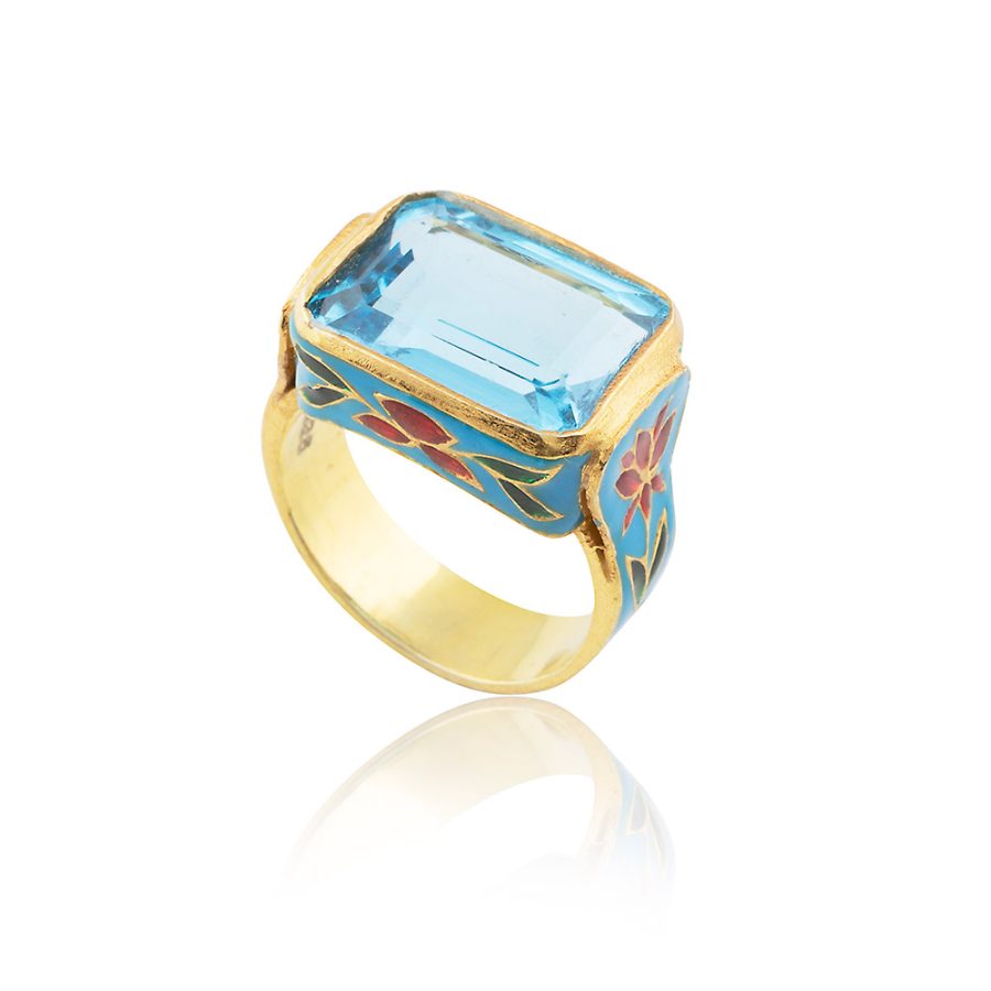 Topaz Enamel Ring