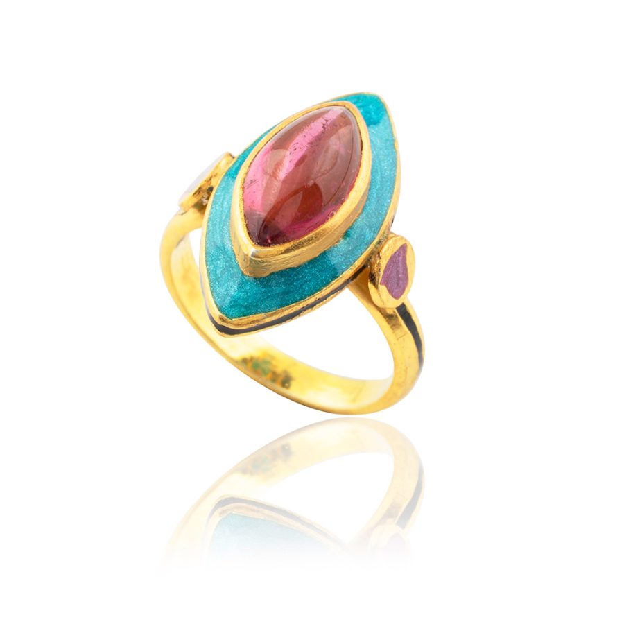 Tourmaline Enamel Ring
