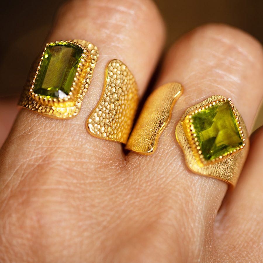Adjustable Peridot Ring Band
