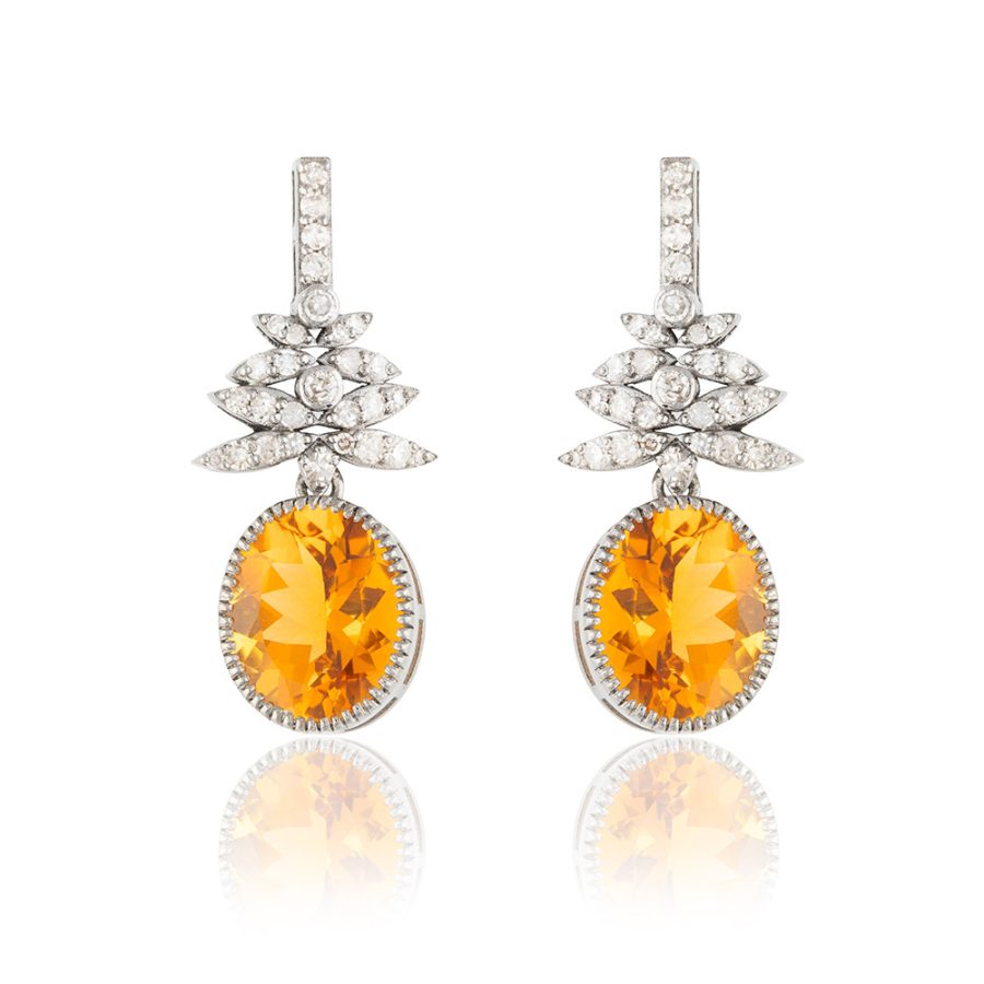 Delicate 1920's Diamond & Citrine Earrings