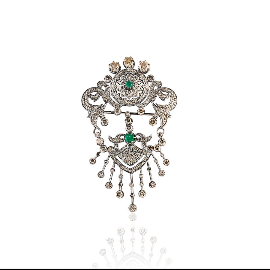 Emerald & Diamond Regal Brooch Necklace