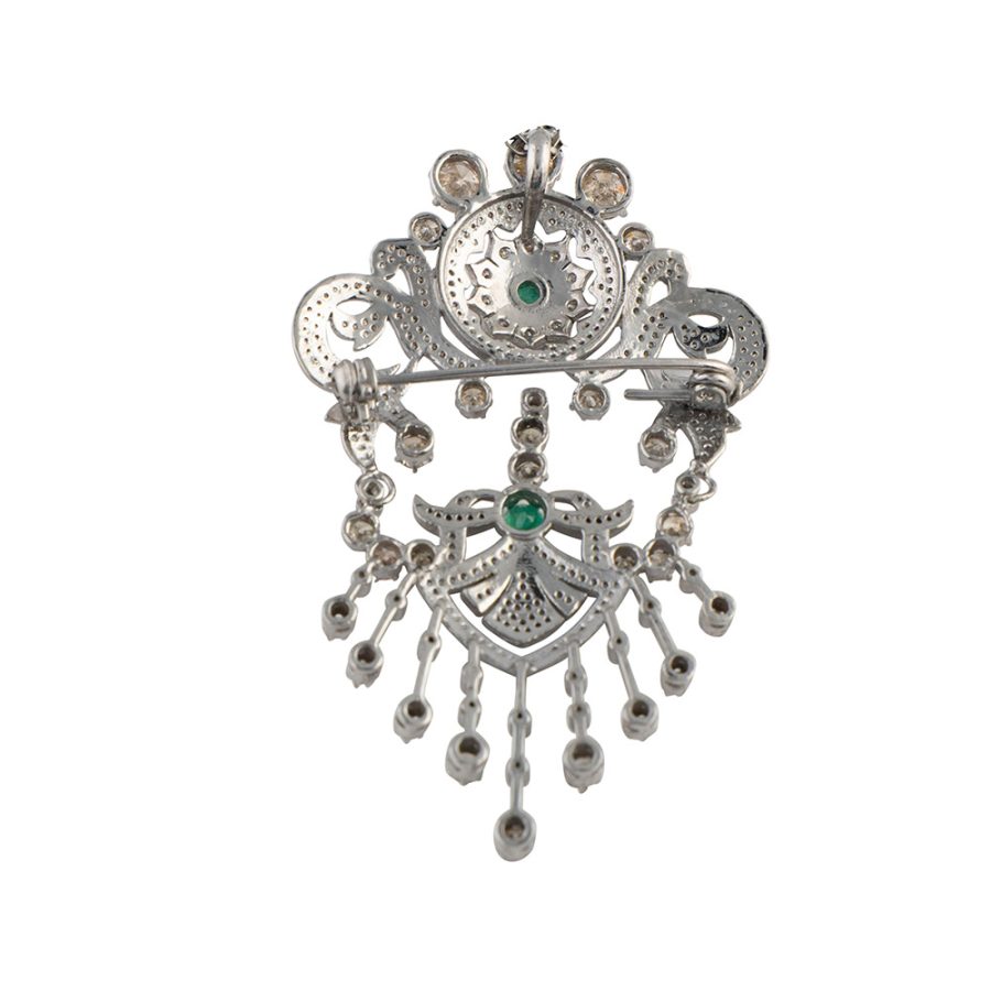 Emerald & Diamond Regal Brooch Necklace