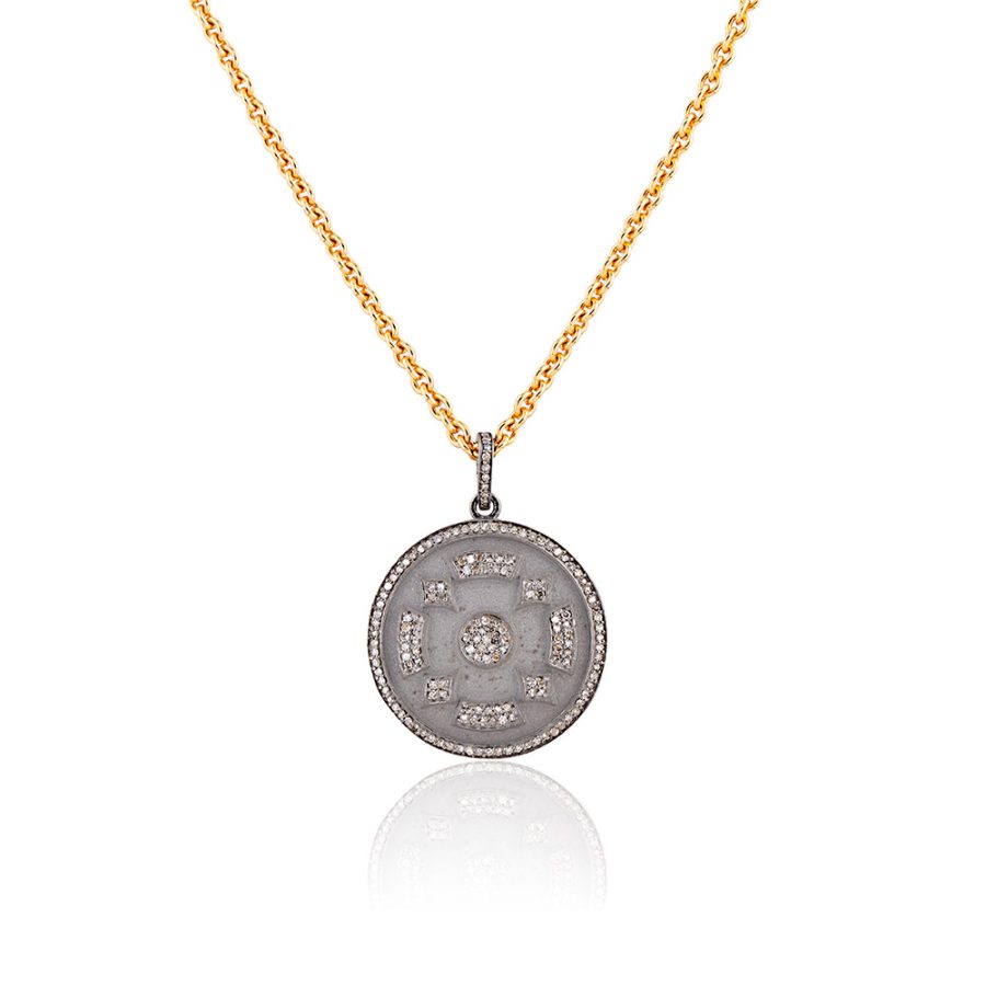 Geometric Mandala Diamond Pendant Necklace