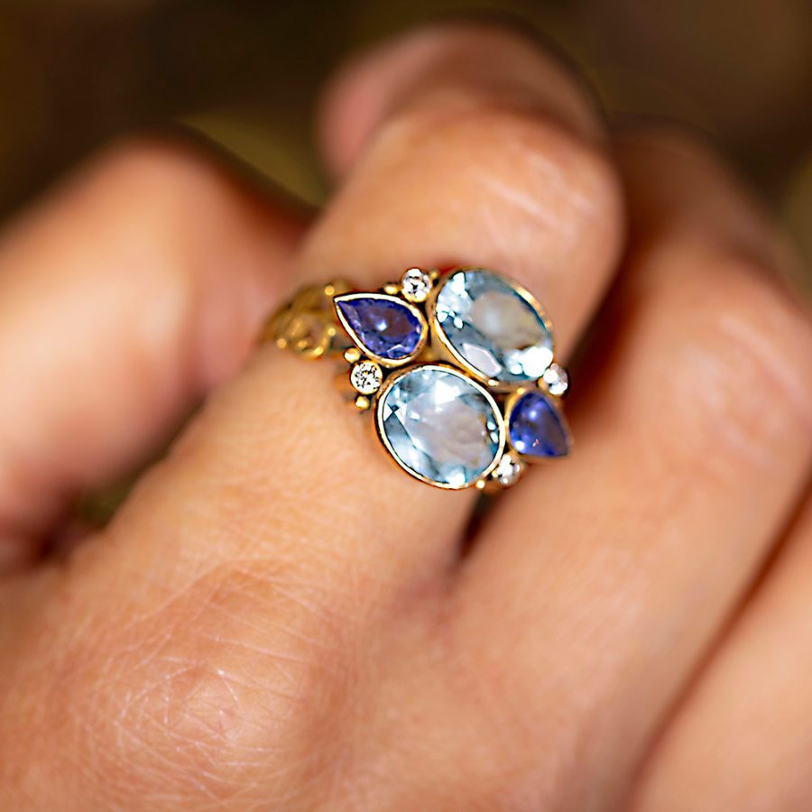 Heirloom Aquamarine & Tanzanite Ring