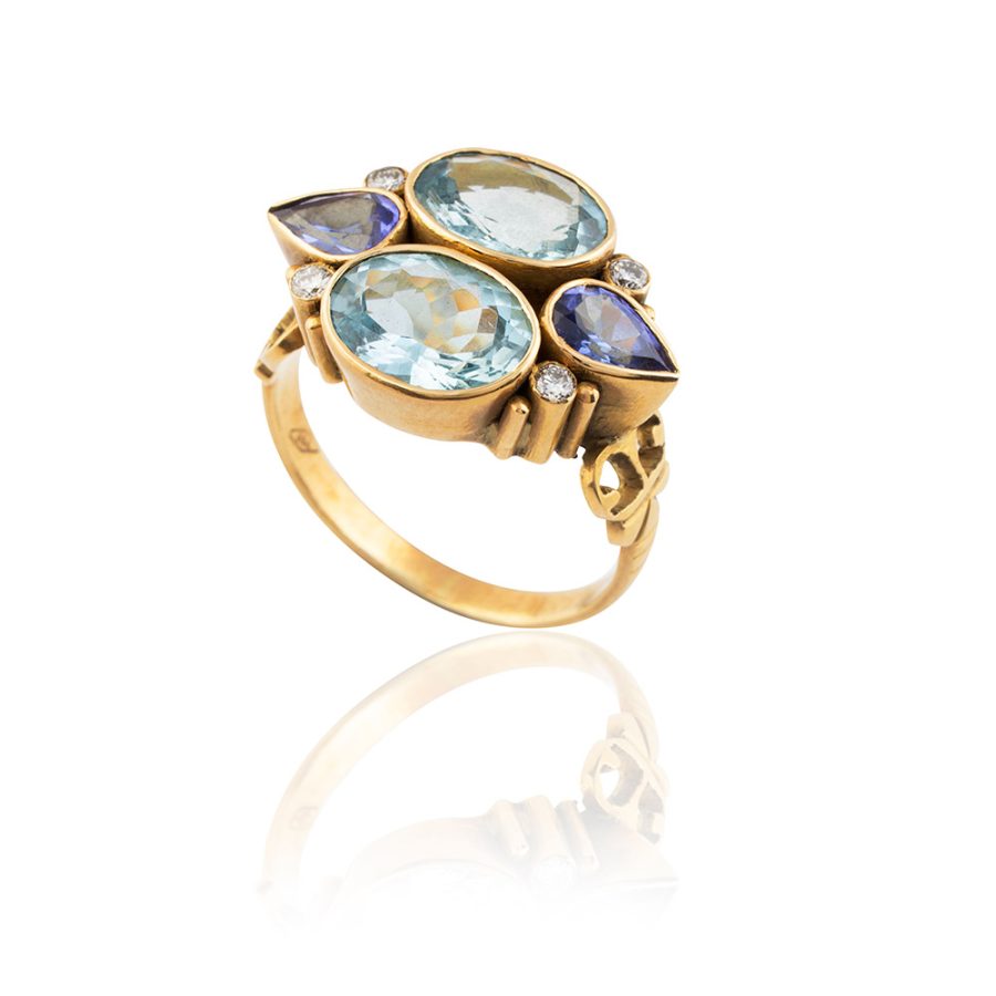 Heirloom Aquamarine & Tanzanite Ring