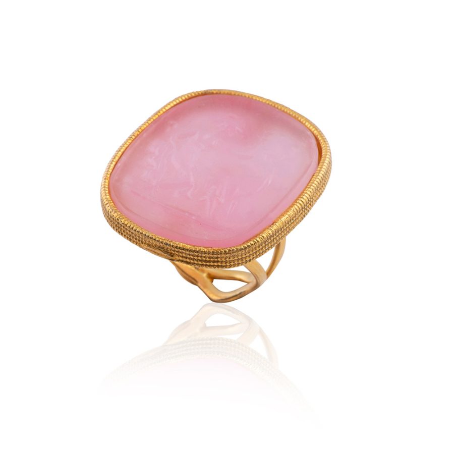 Jaipur Pink Adjustable Intaglio Ring