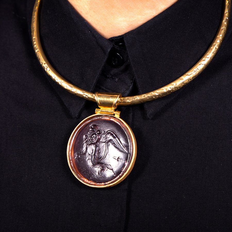 Jaipur Pink Colour Intaglio Amulet Necklace