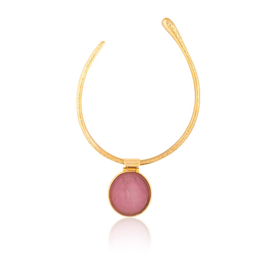 Jaipur Pink Colour Intaglio Amulet Necklace