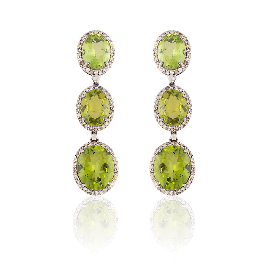 Peridot & Diamond Drop Earrings