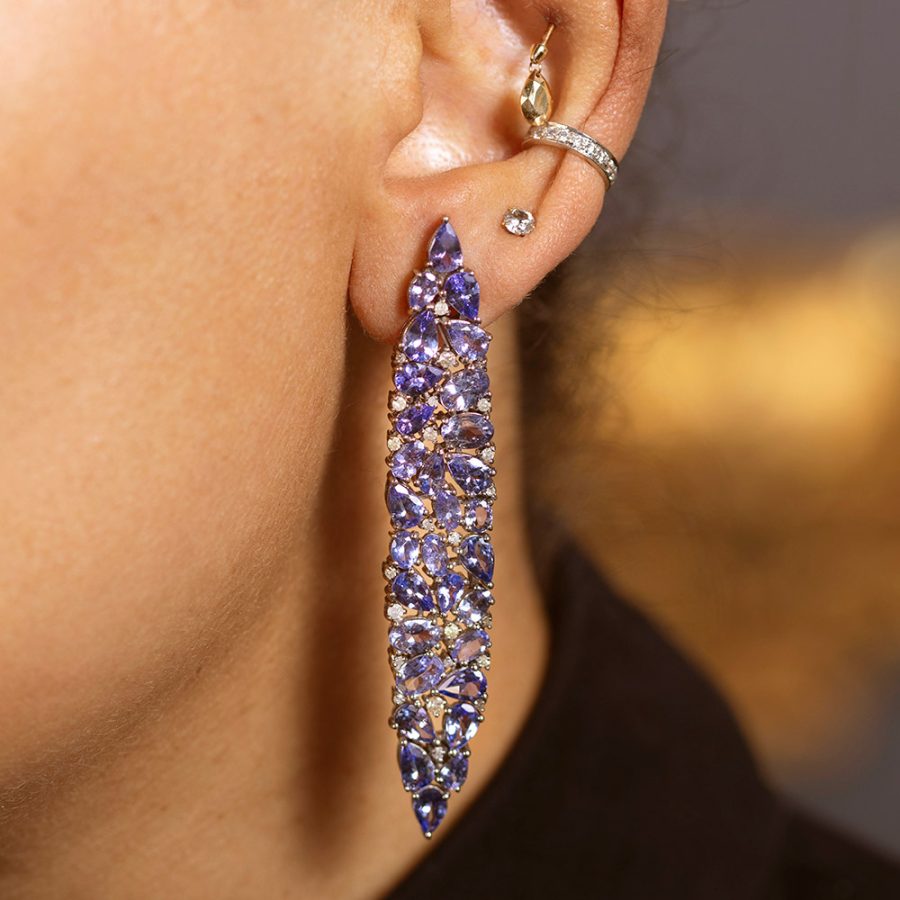 Tanzanite & Diamond Waterfall Earrings