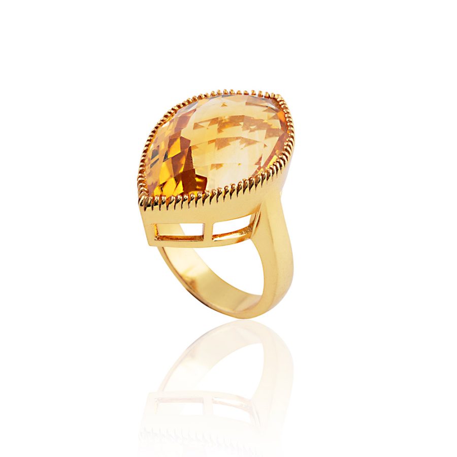 Tear Drop Citrine Raised Cocktail Ring
