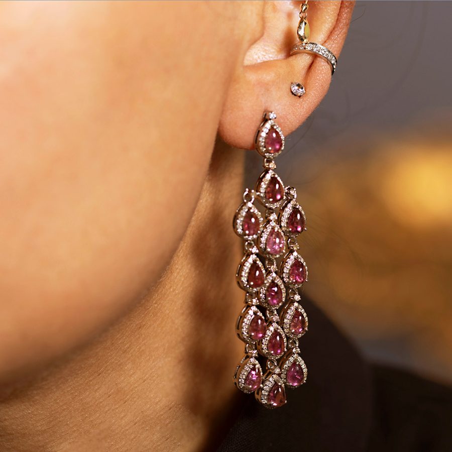 Tourmaline & Diamond Waterfall Earrings