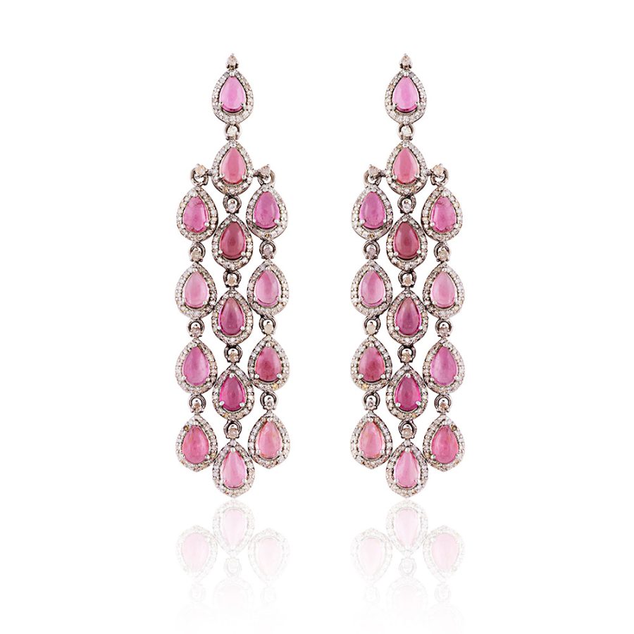 Tourmaline & Diamond Waterfall Earrings