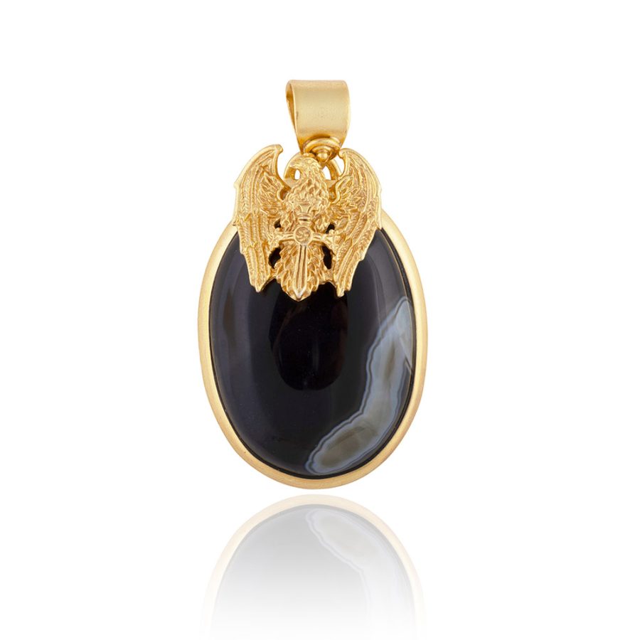 Agate Eagle Detailed Pendant Necklace