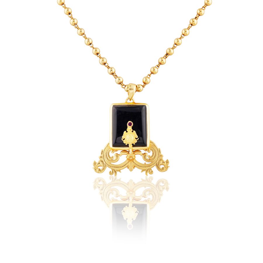 Protective Black Onyx Palace Pendant Necklace