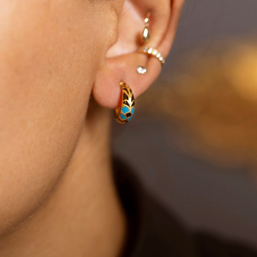 Coloured Enamel Hoop Earrings