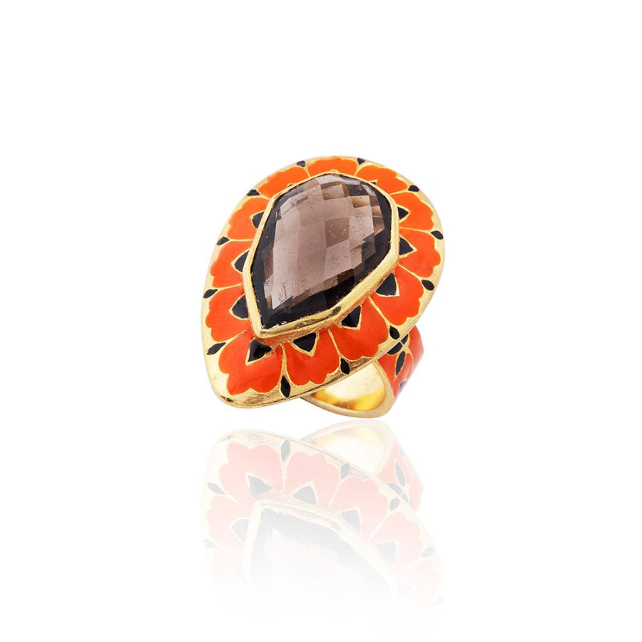 Enamel Palace Orange Quartz Ring