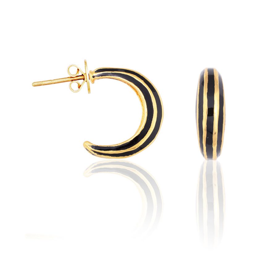 Grid Enamel Hoop Earrings