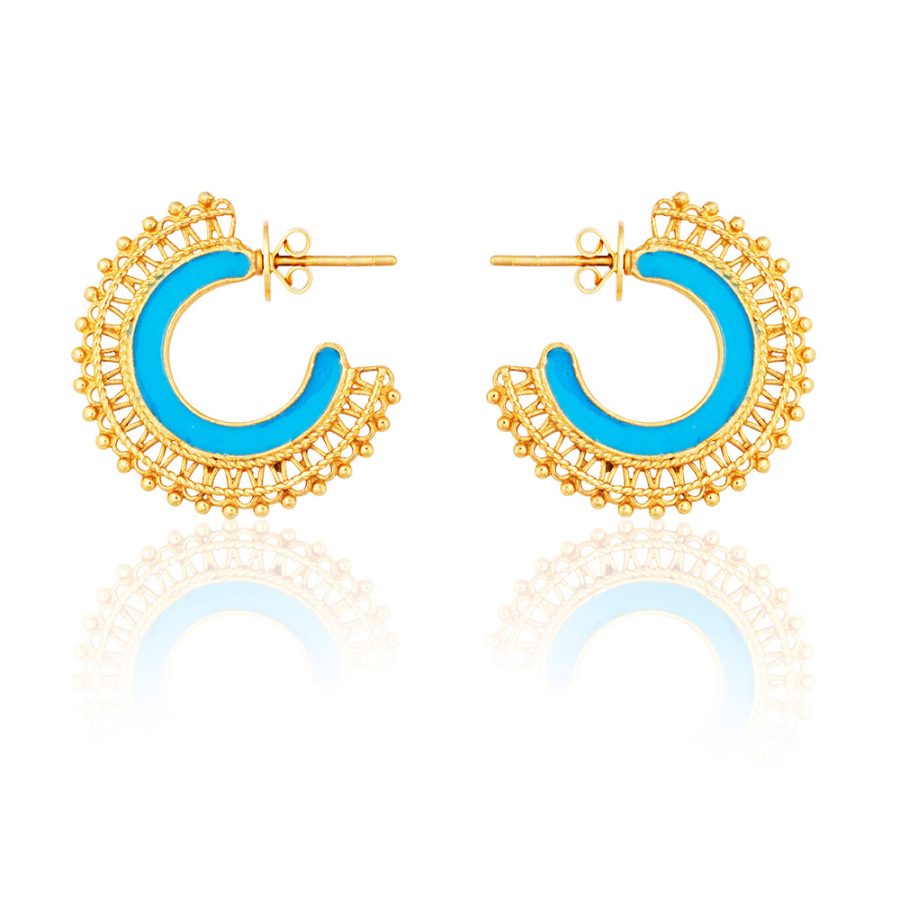 Heritage Enamel Jodhpur Blue Hoop Earrings