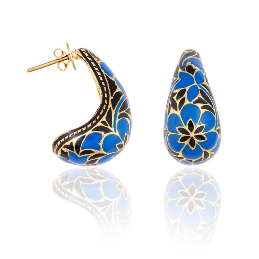 Jodhpur Blue Enamel Hoop Earrings