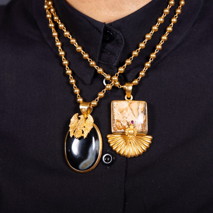 Palace Peacock Agate Necklace