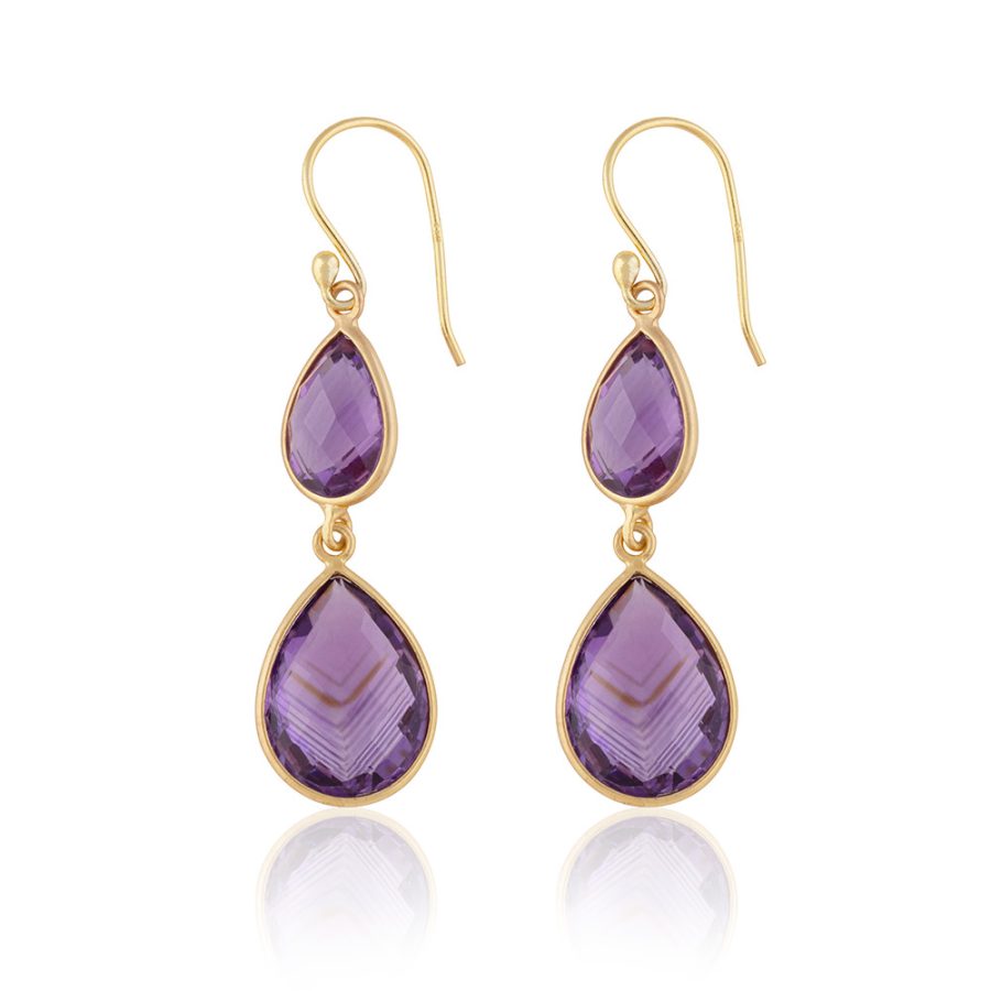 Simple Purple Amethyst Drop Earrings