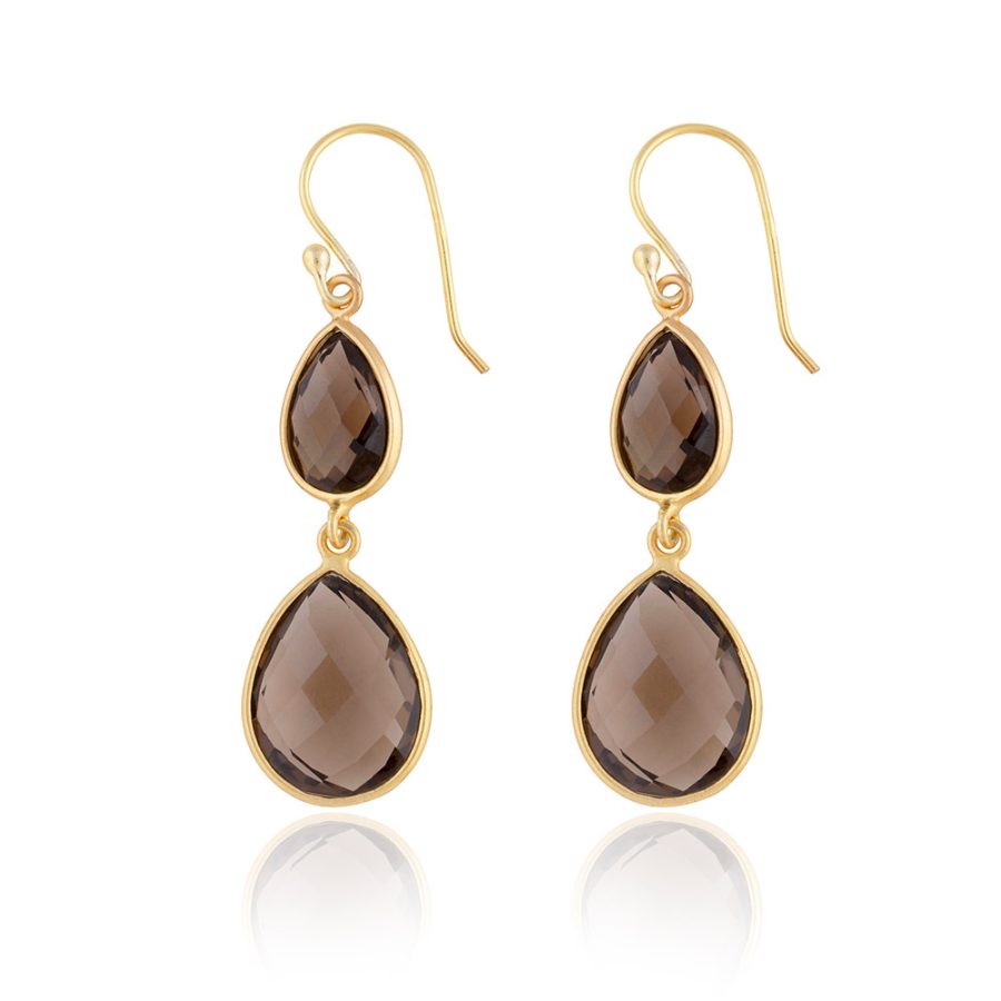 Simple Smokey Quartz Drop Earrings