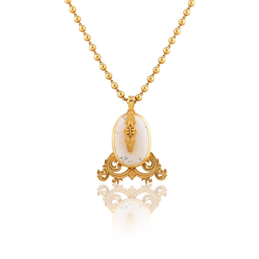 White Agate Palace Pendant Necklace