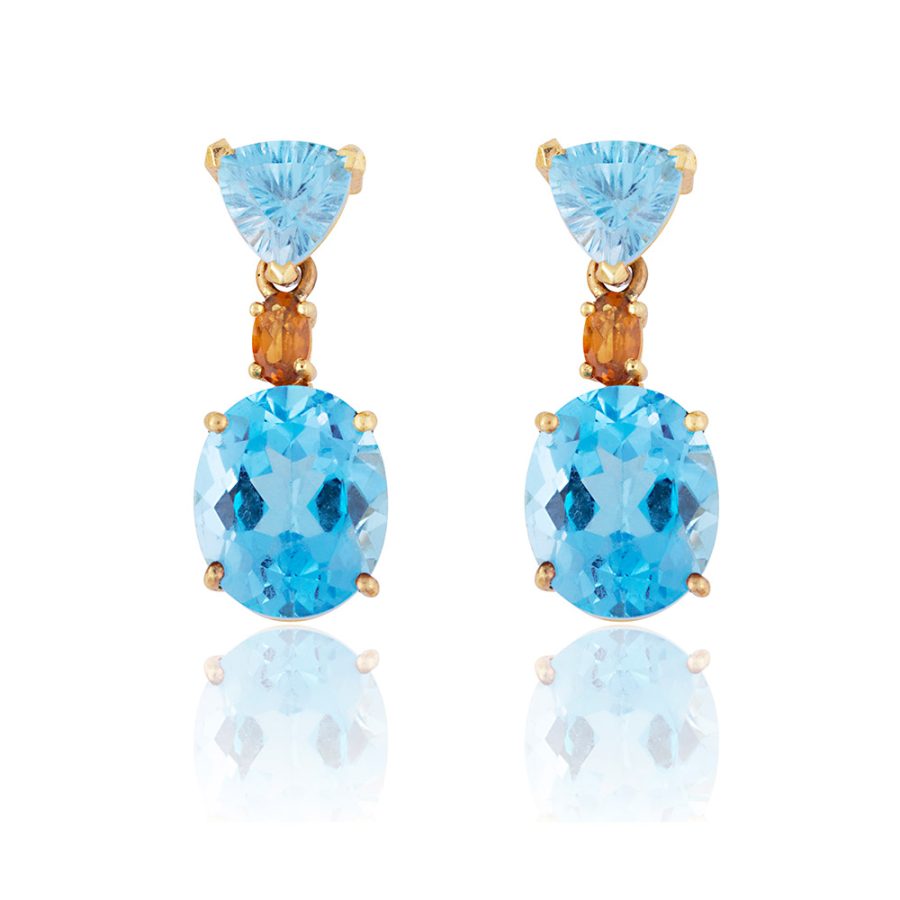 Blue Topaz & Citrine Drop Earrings