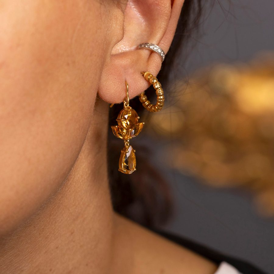 Citrine Leaf Drop Earrings