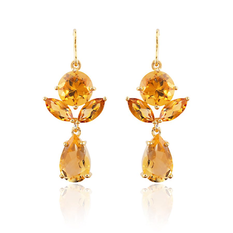 Citrine Leaf Drop Earrings