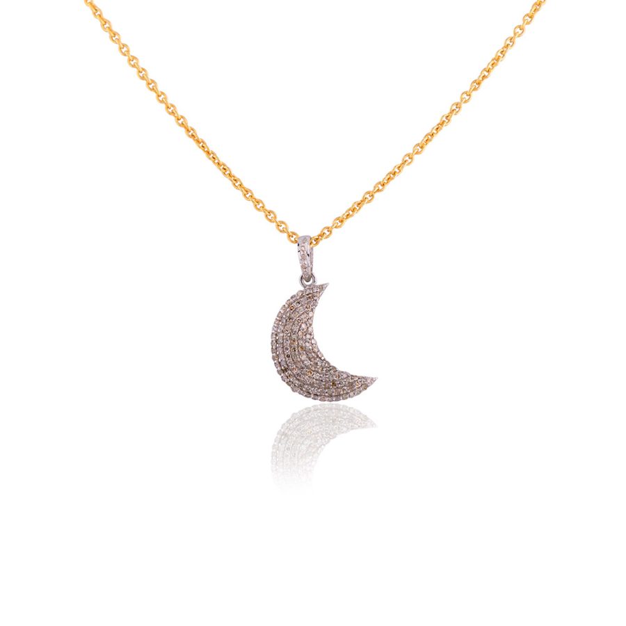 Crescent Moon Diamond Pendant Necklace