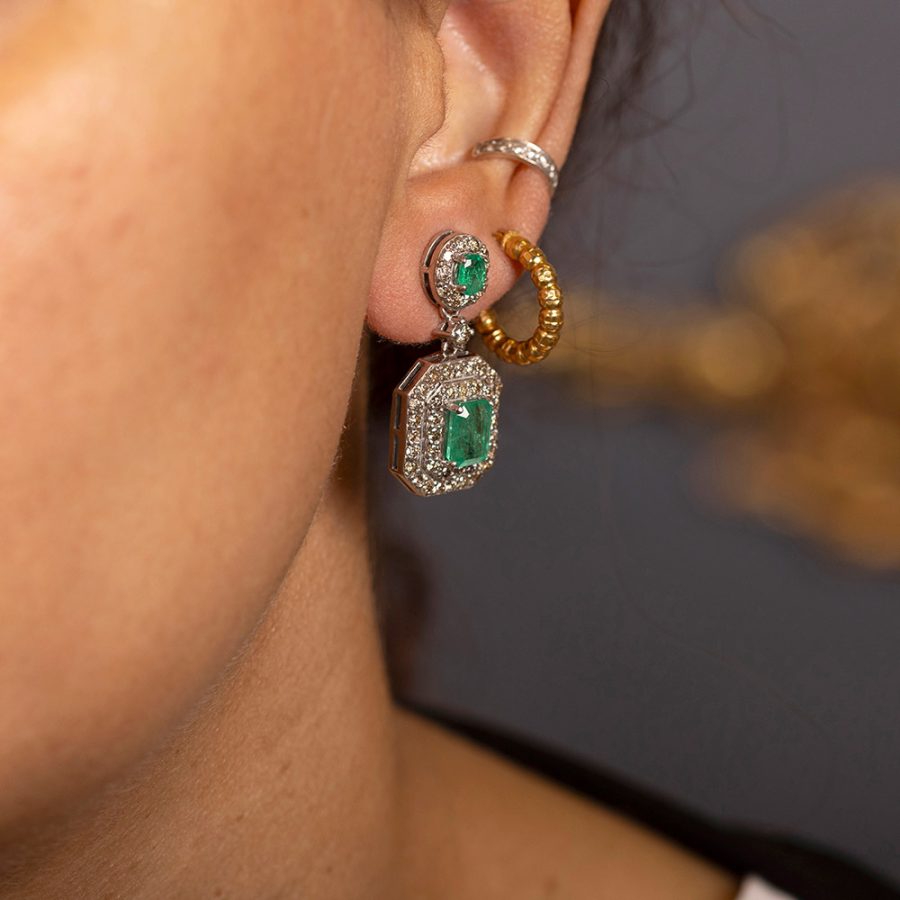 Emerald & Diamond Drop Earrings