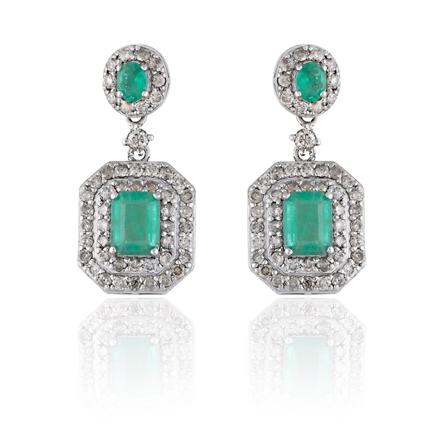Emerald & Diamond Drop Earrings