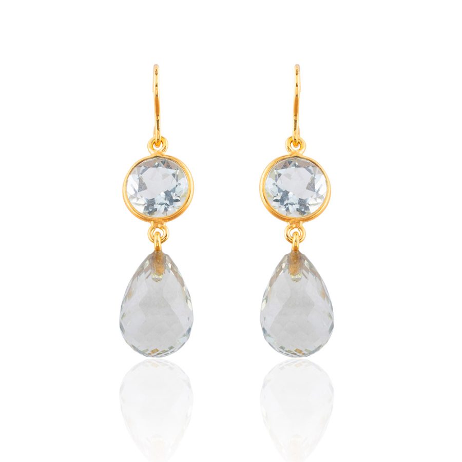Green Amethyst Double Drop Earrings