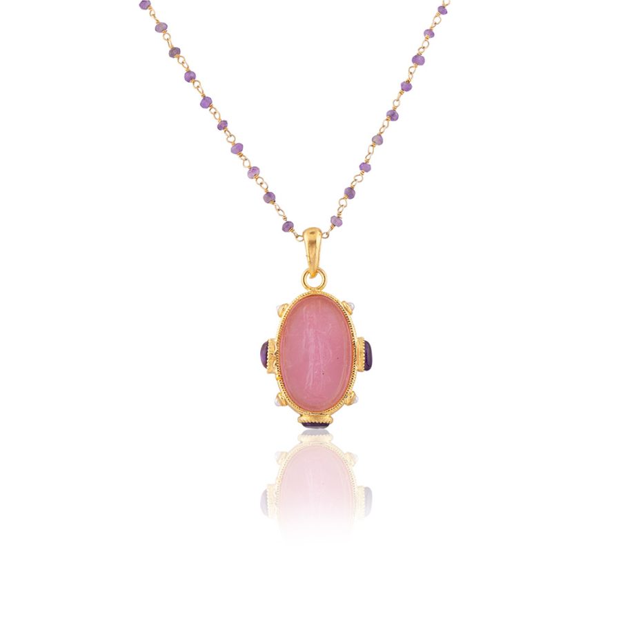 Jaipur Pink Intaglio Pendant Necklace