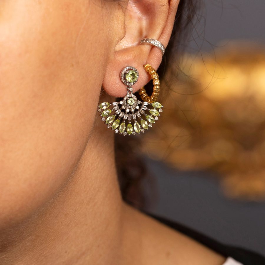 Peridot & Diamond Fan Earrings