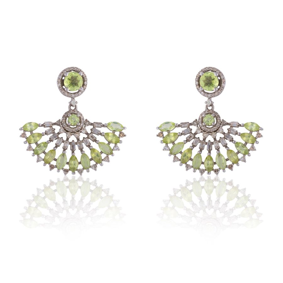 Peridot & Diamond Fan Earrings