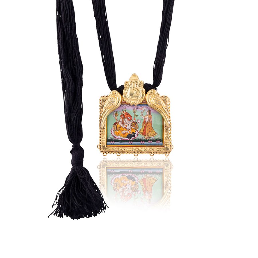 Pichwai Ganesha Pendant Necklace